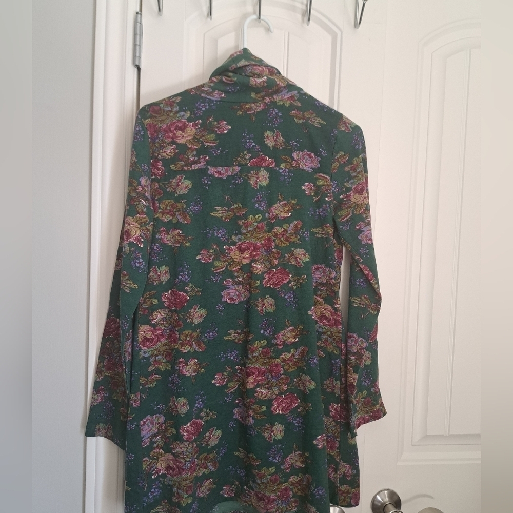 APRIL CORNELL forest comfort jersey tunic floral cowl neck long sleeve top  XXS - Picture 7 of 11